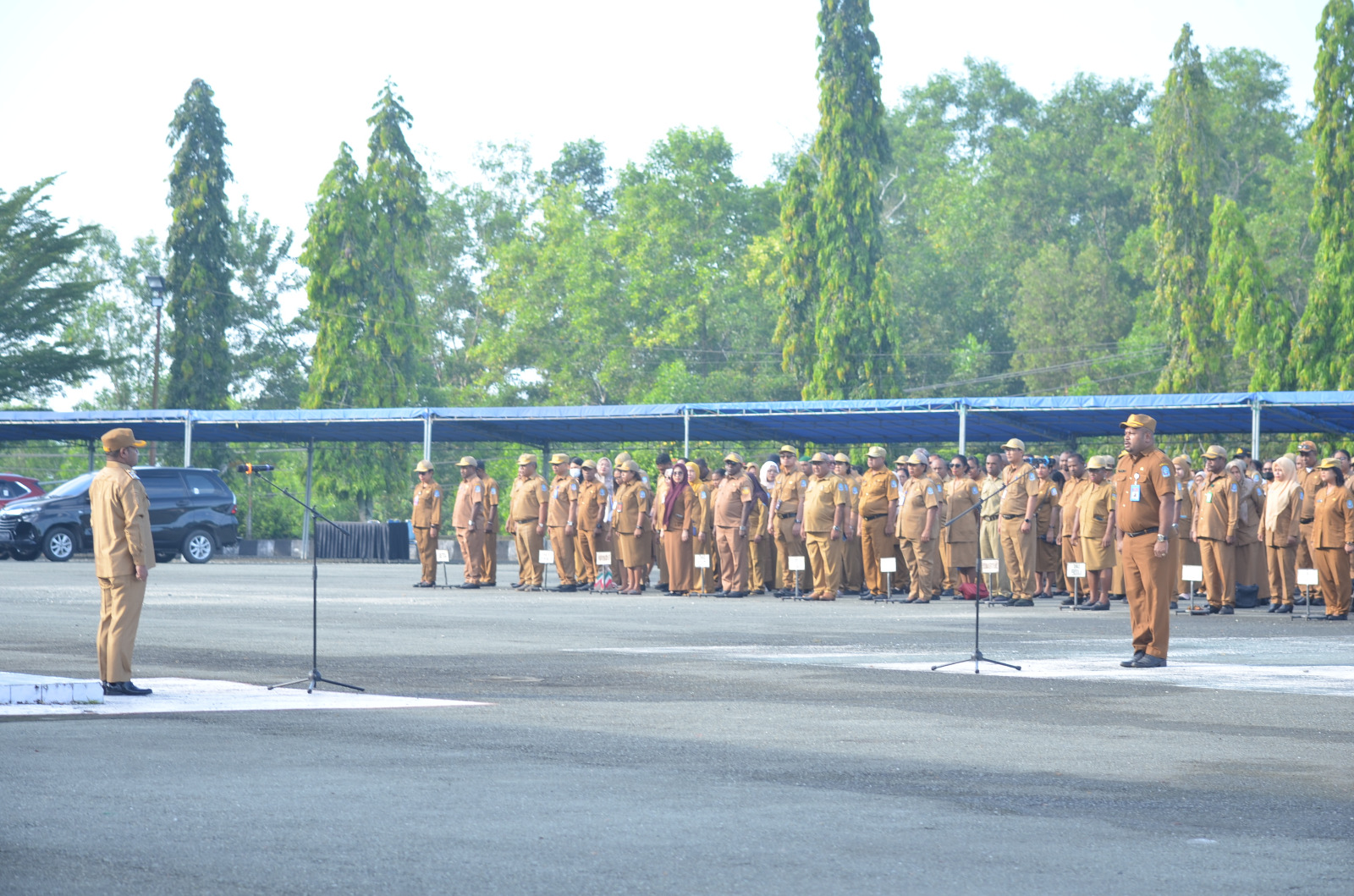 Tampak suasana Apel Rutin ASN Pemerintah Kabupaten Jayapura, di Lapangan Apel Gunung Merah Sentani, Senin (08/06/2026)
